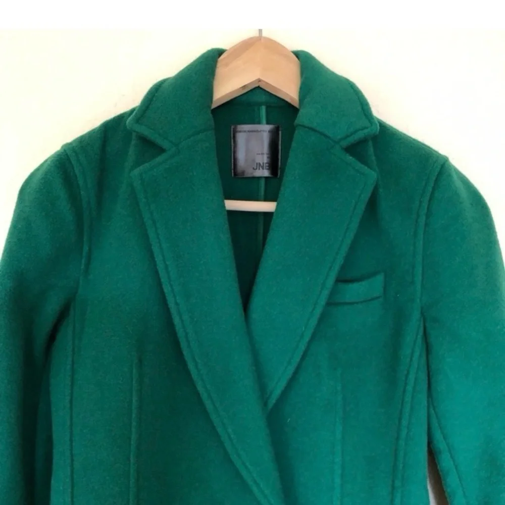 Like New! JBNY Handmade Wool Coat -Elegant Green Double-Breasted Women's Coat - Picture 7 of 8